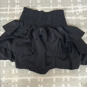 Black Ruffled white fox Skirt